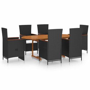 vidaXL Dining Set | Black | Solid Acacia wood | Large | Adjustable Armrests
