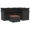 vidaXL 5 Piece Garden Sofa Set with Cushions Black Poly Rattan