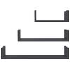 vidaXL Wall Display Shelf 3 pcs Grey Engineered Wood