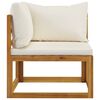 vidaXL 4-Seater Garden Sofa with Cushion Cream Solid Acacia Wood