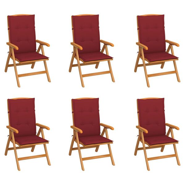 vidaXL Reclining Garden Chairs with Cushions 6 pcs Solid Teak Wood (3x48980+314115)