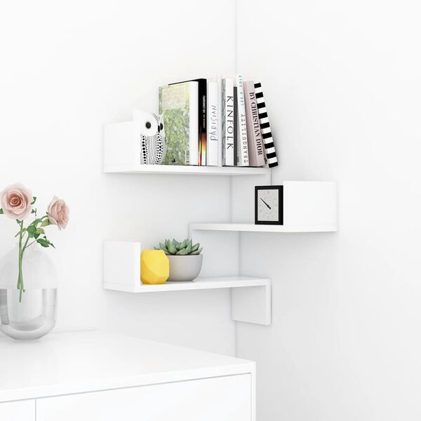 vidaXL Wall Corner Shelf White 40x40x50 cm Engineered Wood