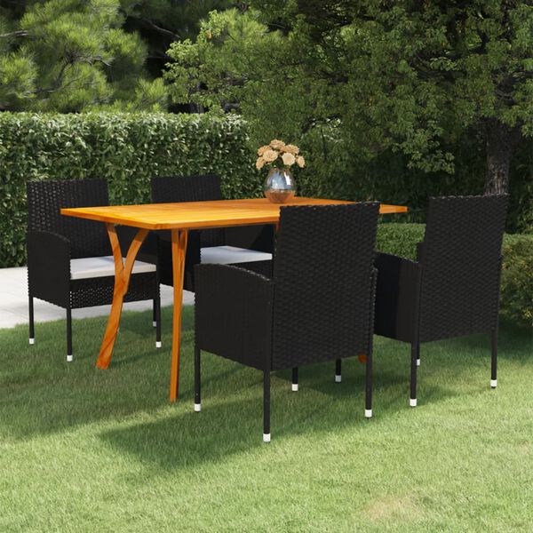 vidaXL 5 Piece Garden Dining Set Black