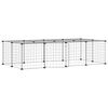 vidaXL 20-Panel Pet Cage with Door Black 140x70x35 cm Steel