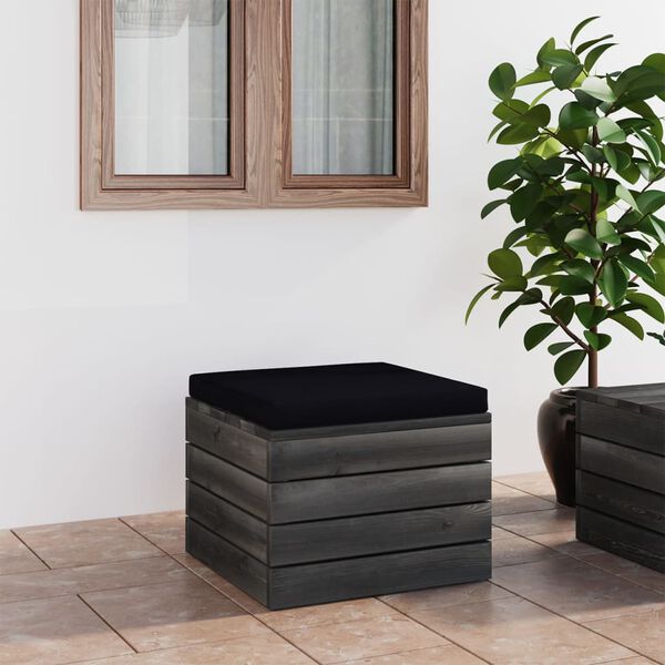 vidaXL Garden Pallet Ottoman with Cushion Pinewood