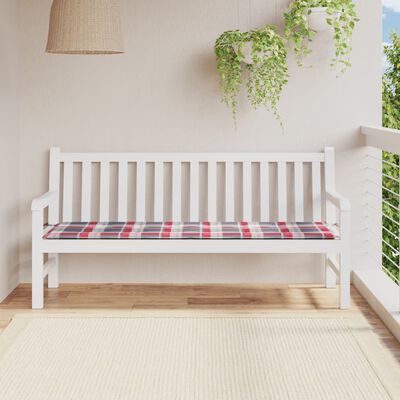 vidaXL Garden Bench Cushion Red Check Pattern 180x50x3cm Oxford Fabric