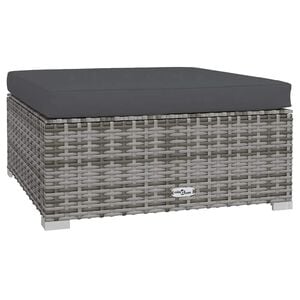 vidaXL Garden Footrest with Cushion Grey 70x70x30 cm Poly Rattan