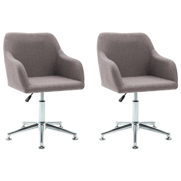 vidaXL Swivel Dining Chairs 2 pcs Taupe Fabric