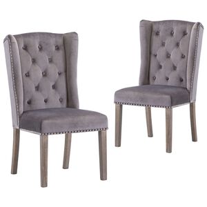vidaXL Dining Chairs 2 pcs Grey Velvet