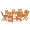 vidaXL 9 Piece Garden Dining Set Solid Teak Wood