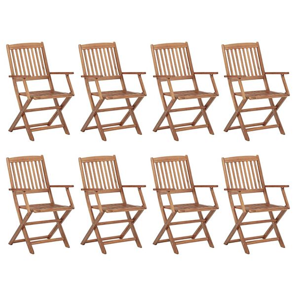 vidaXL Folding Outdoor Chairs with Cushions 8 pcs Solid Wood Acacia