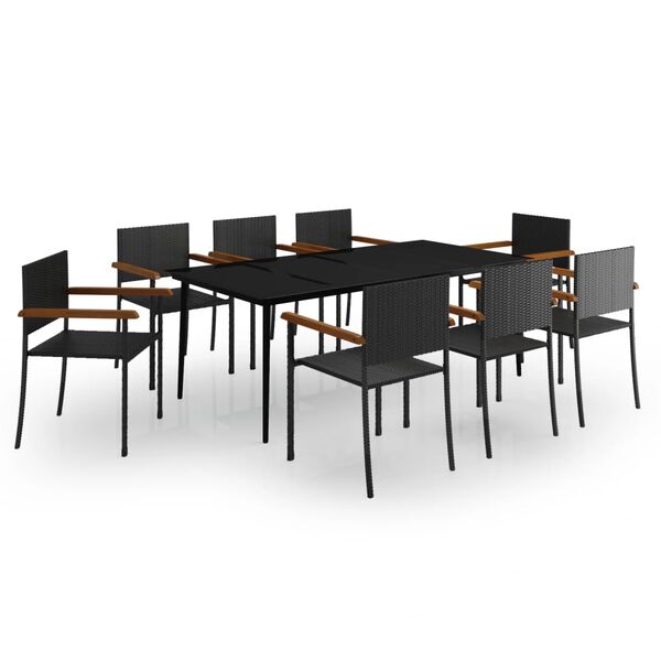 vidaXL 9 Piece Garden Dining Set Black