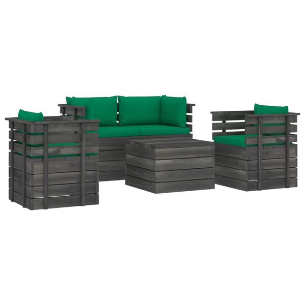 vidaXL 5 Piece Garden Pallet Lounge Set with Cushions Solid Pinewood