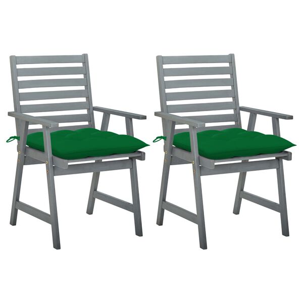 vidaXL Outdoor Dining Chairs with Cushions 2 pcs Solid Acacia Wood