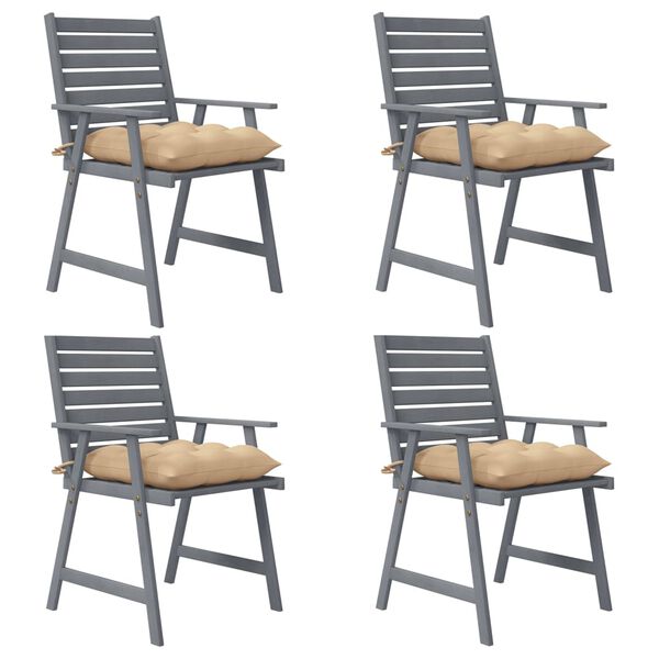 vidaXL Outdoor Dining Chairs with Cushions 4 pcs Solid Wood Acacia