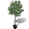vidaXL Artificial Plant | Green, Brown, Black | Polyester, Wood, Plastic, Iron