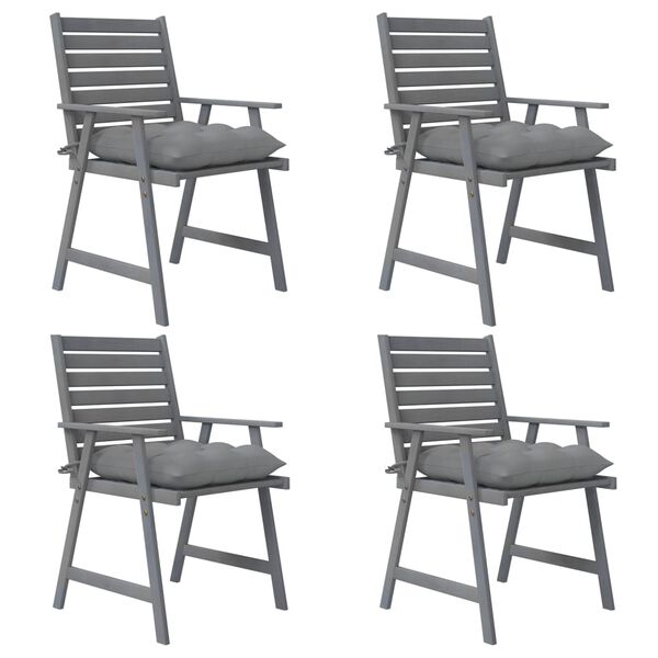vidaXL Outdoor Dining Chairs with Cushions 4 pcs Solid Wood Acacia