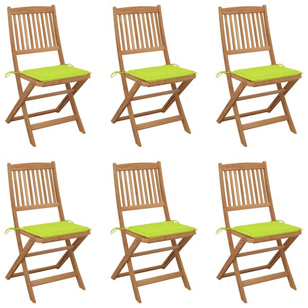 vidaXL Folding Garden Chairs 6 pcs with Cushions Solid Acacia Wood