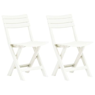 vidaXL Folding Garden Chairs 2 pcs Plastic White