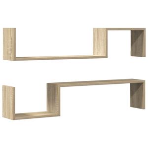 vidaXL Wall Shelf 2 pcs Sonoma Oak 100x15x20 cm Engineered Wood