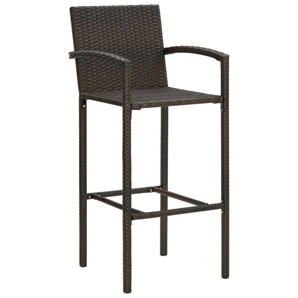 vidaXL Bar Stools 4 pcs Brown Poly Rattan