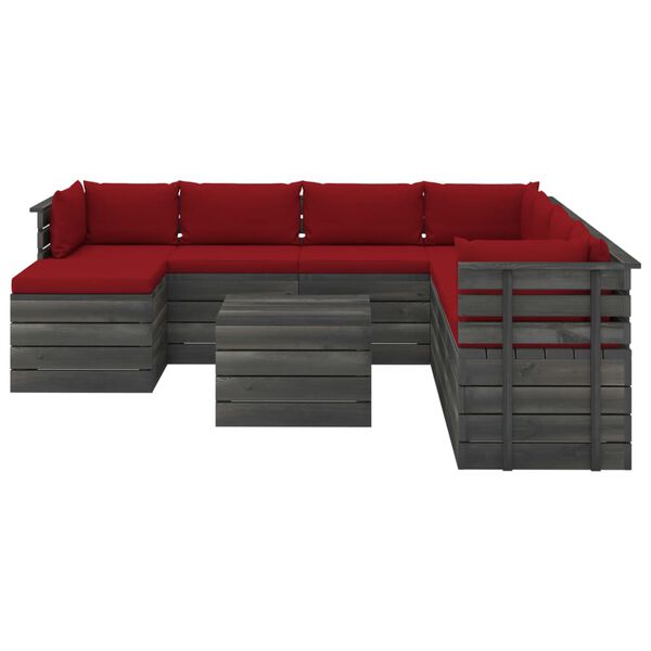 vidaXL 9 Piece Garden Pallet Lounge Set with Cushions Solid Pinewood