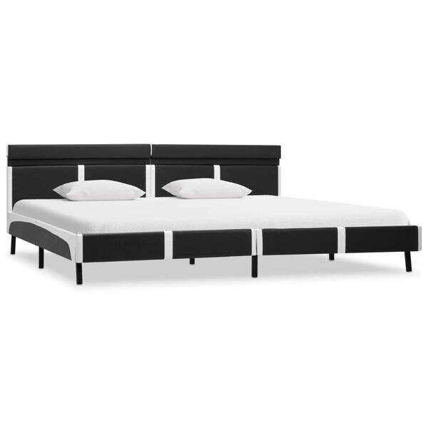 vidaXL Bed Frame with LED without Mattress Grey Faux Leather 180x200 cm Super King