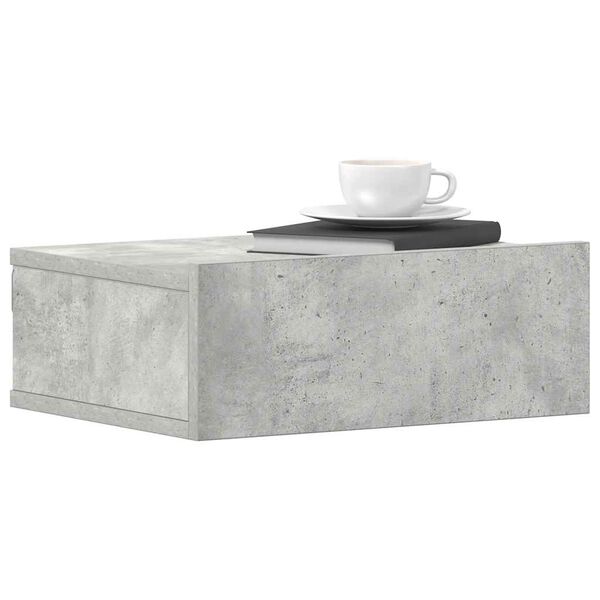 vidaXL Floating Nightstand Concrete Grey 40x30x15 cm Engineered Wood