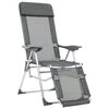 vidaXL Folding Camping Chairs with Footrests 2 pcs Grey Textilene