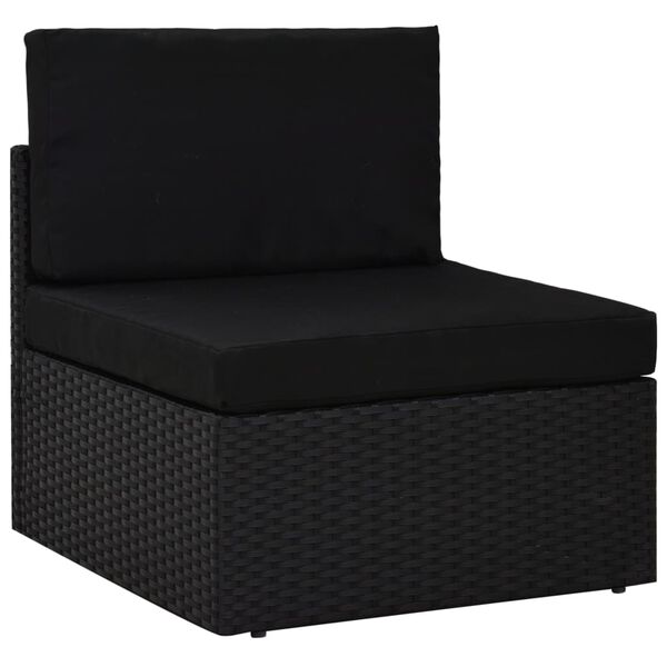 vidaXL 7 Piece Garden Lounge Set with Cushions Black Poly Rattan