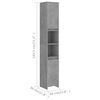 vidaXL Bathroom Cabinet Concrete Grey 30x30x183.5 cm Engineered Wood