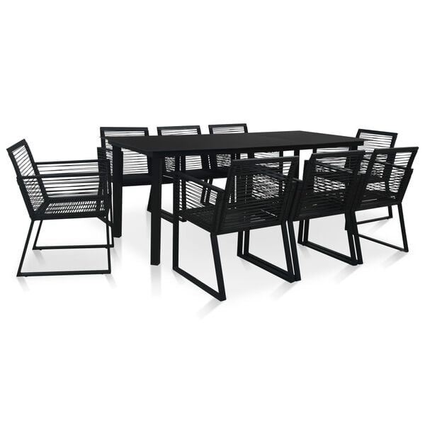 vidaXL 9 Piece Outdoor Dining Set PVC Rattan Black