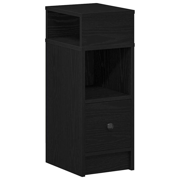 vidaXL Bedside Cabinet with Drawer Black 25x31x66 cm