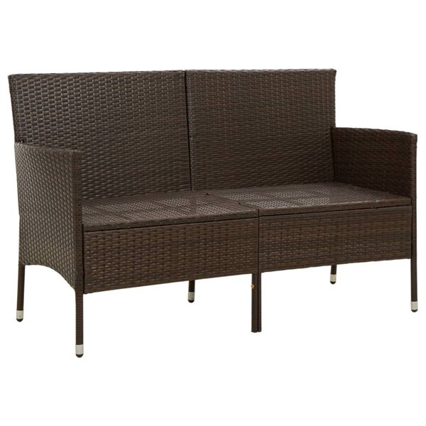 vidaXL 3-Seater Garden Sofa with Cushion Brown Poly Rattan