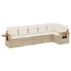 vidaXL 6 Piece Garden Sofa Set with Cushions Beige Poly Rattan
