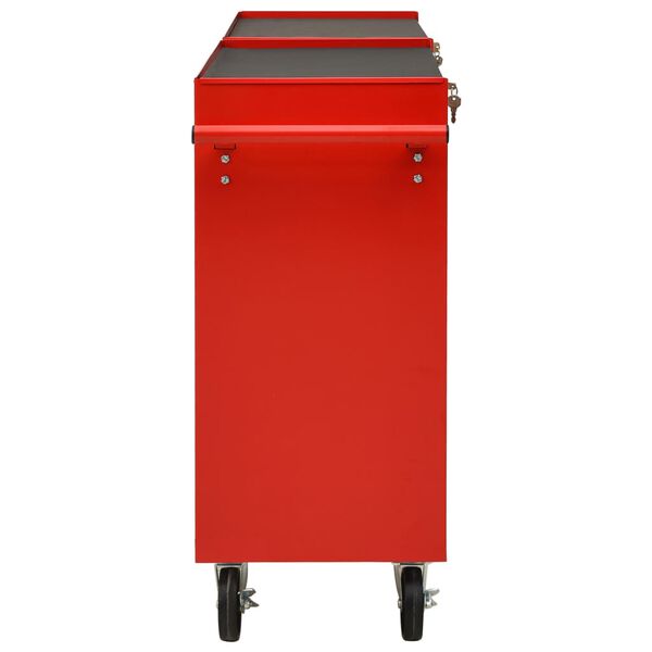 vidaXL Tool Trolley with 14 Drawers Steel Red