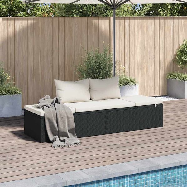 vidaXL Garden Bed Black 195x60 cm Poly Rattan