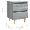 vidaXL Bed Cabinet with Solid Wood Legs Grey Sonoma 40x35x50 cm