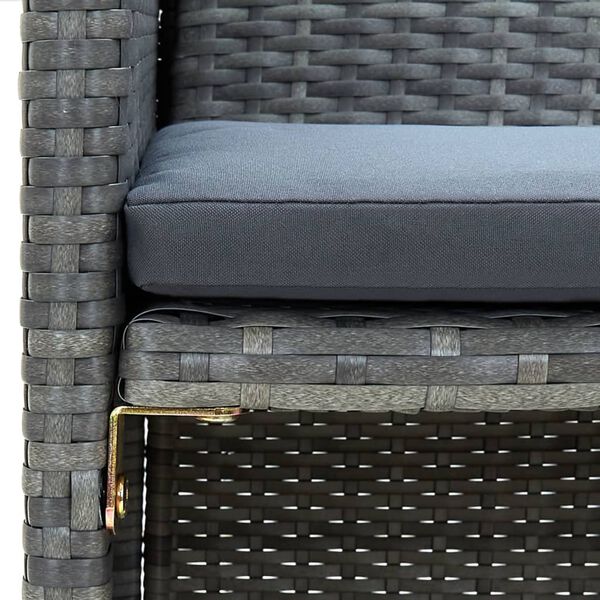 vidaXL 2 Seater Garden Sofa with Cushions Grey Poly Rattan