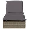 vidaXL Sunbed with Cushion Grey 201x55x62 cm Poly Rattan
