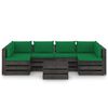 vidaXL 7 Piece Garden Lounge Set with Cushions Grey Impregnated Wood