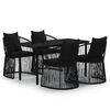 vidaXL 5 Piece Garden Dining Set with Cushions Black
