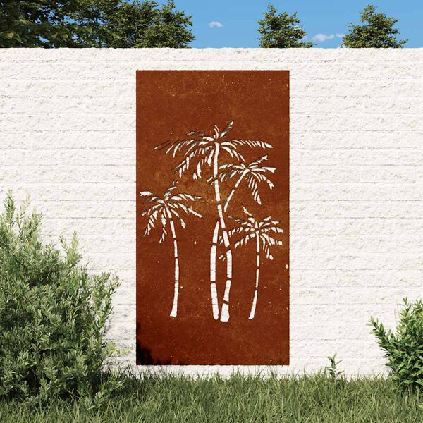 vidaXL Garden Wall Decoration 105x55 cm Corten Steel Palm Tree Design