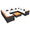 vidaXL 9 Piece Garden Lounge Set with Cushions Poly Rattan Black
