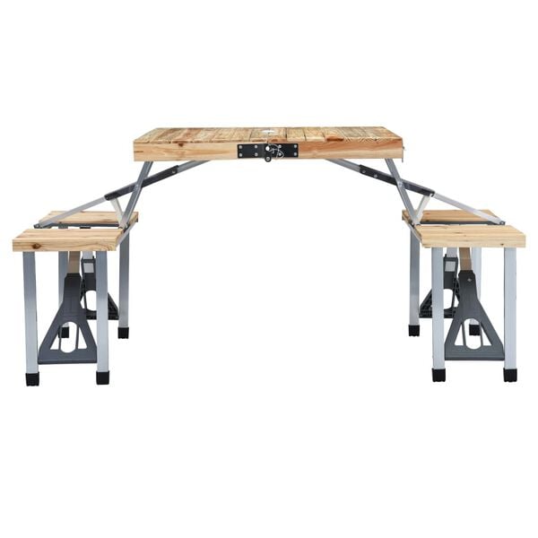 vidaXL Folding Camping Table with 4 Seats Steel Aluminium