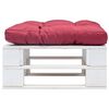vidaXL Garden Pallet Ottoman with Red Cushion White Wood