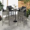 vidaXL Bar Stools 4 pcs with Cushions Grey Poly Rattan
