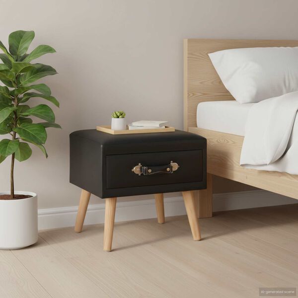 vidaXL Bedside Cabinet Black 40x35x40 cm Faux Leather