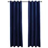 vidaXL Blackout Curtains with Rings 2 pcs Velvet Dark Blue 140x225 cm