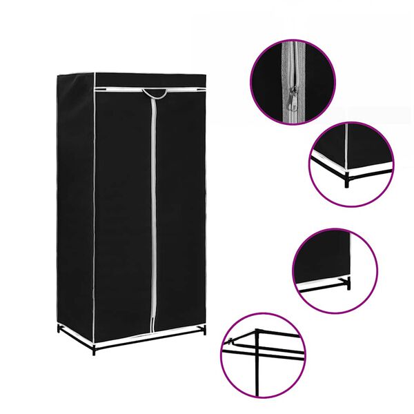 vidaXL Wardrobe Black 75x50x160 cm